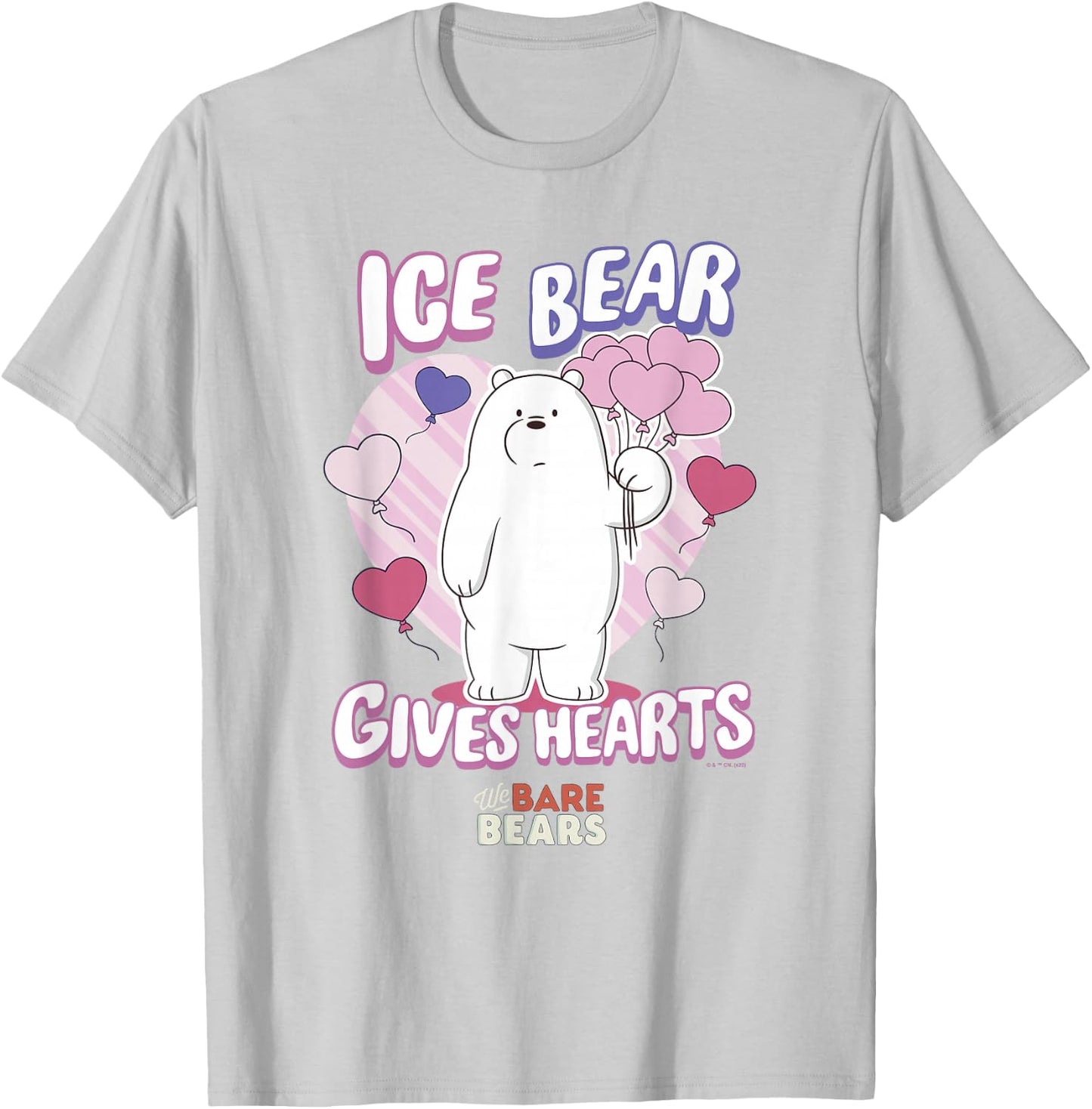 We Bare Bears Valentine's Day Ice Bear Hearts T-Shirt - T-Shirt | Ash