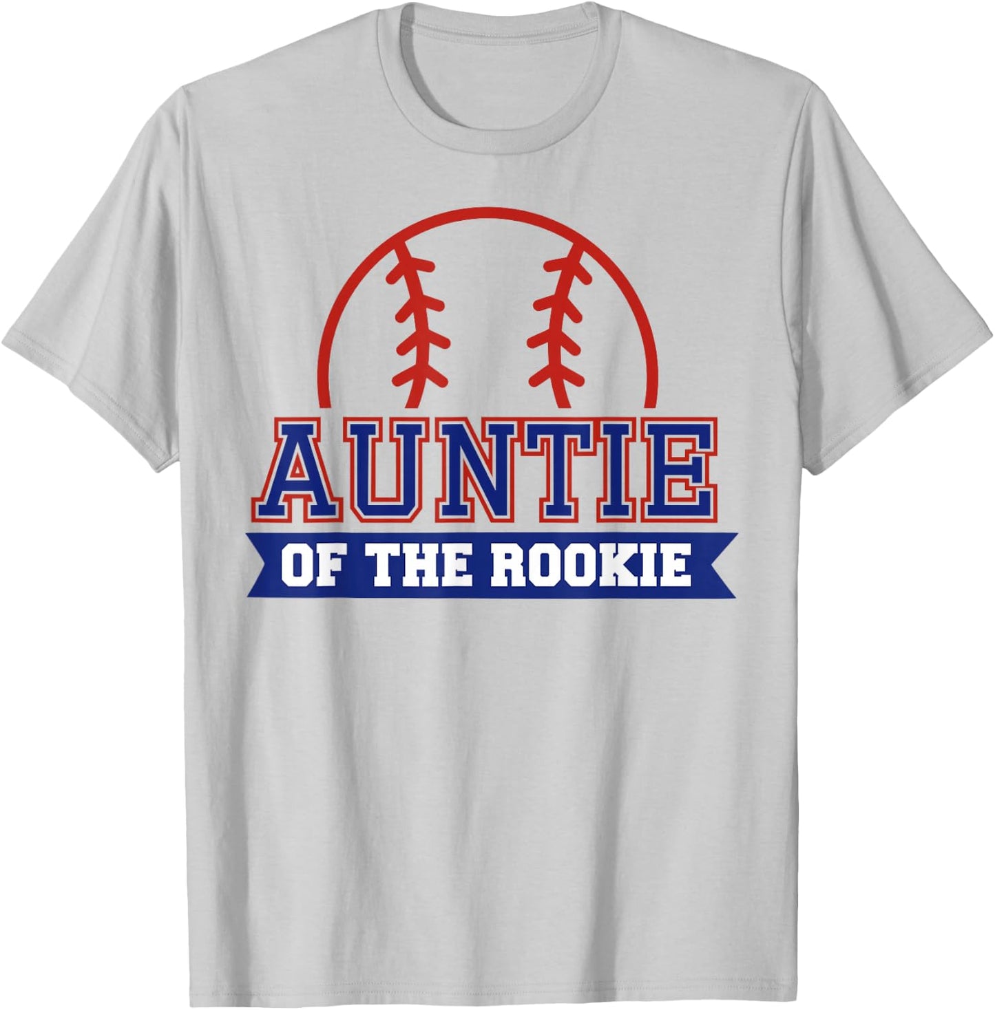 Auntie of Rookie 1st Birthday Baseball Theme Matching Party T-Shirt - T-Shirt | Ash