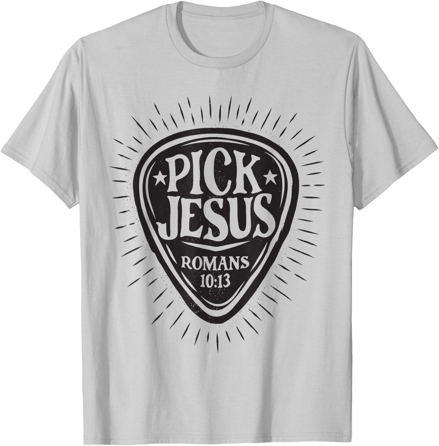 Guitar Pick Jesus Christian Music Guitarist Pastor Retro T-Shirt - T-Shirt | Ash