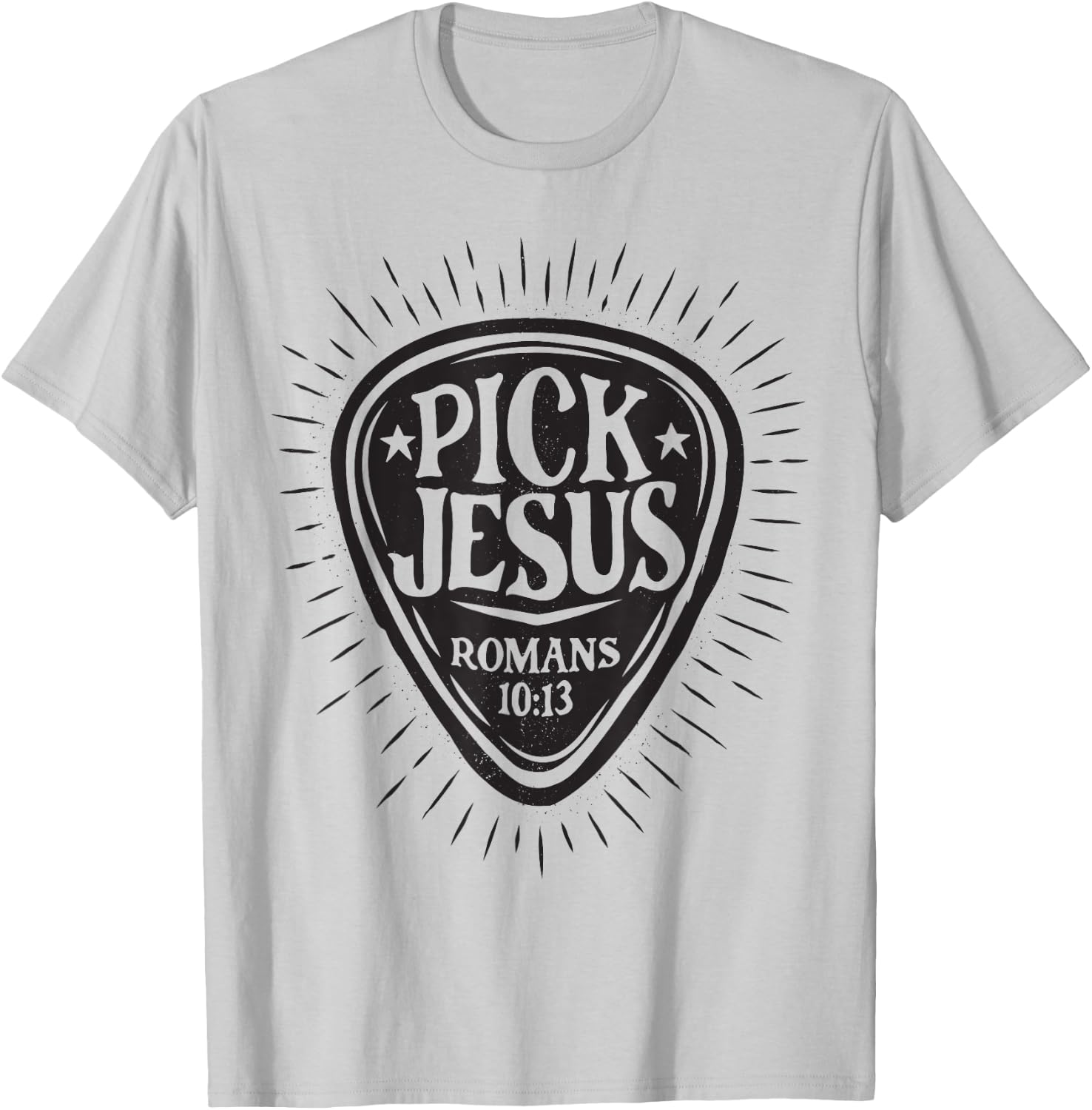 Guitar Pick Jesus Christian Music Guitarist Pastor Retro T-Shirt - T-Shirt | Ash