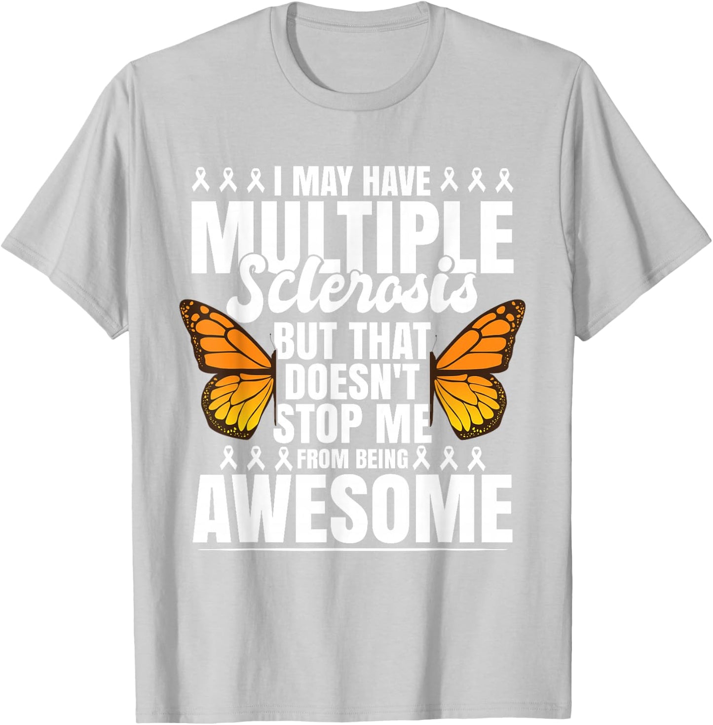 Multiple Sclerosis MS Butterfly T-Shirt - T-Shirt | Ash