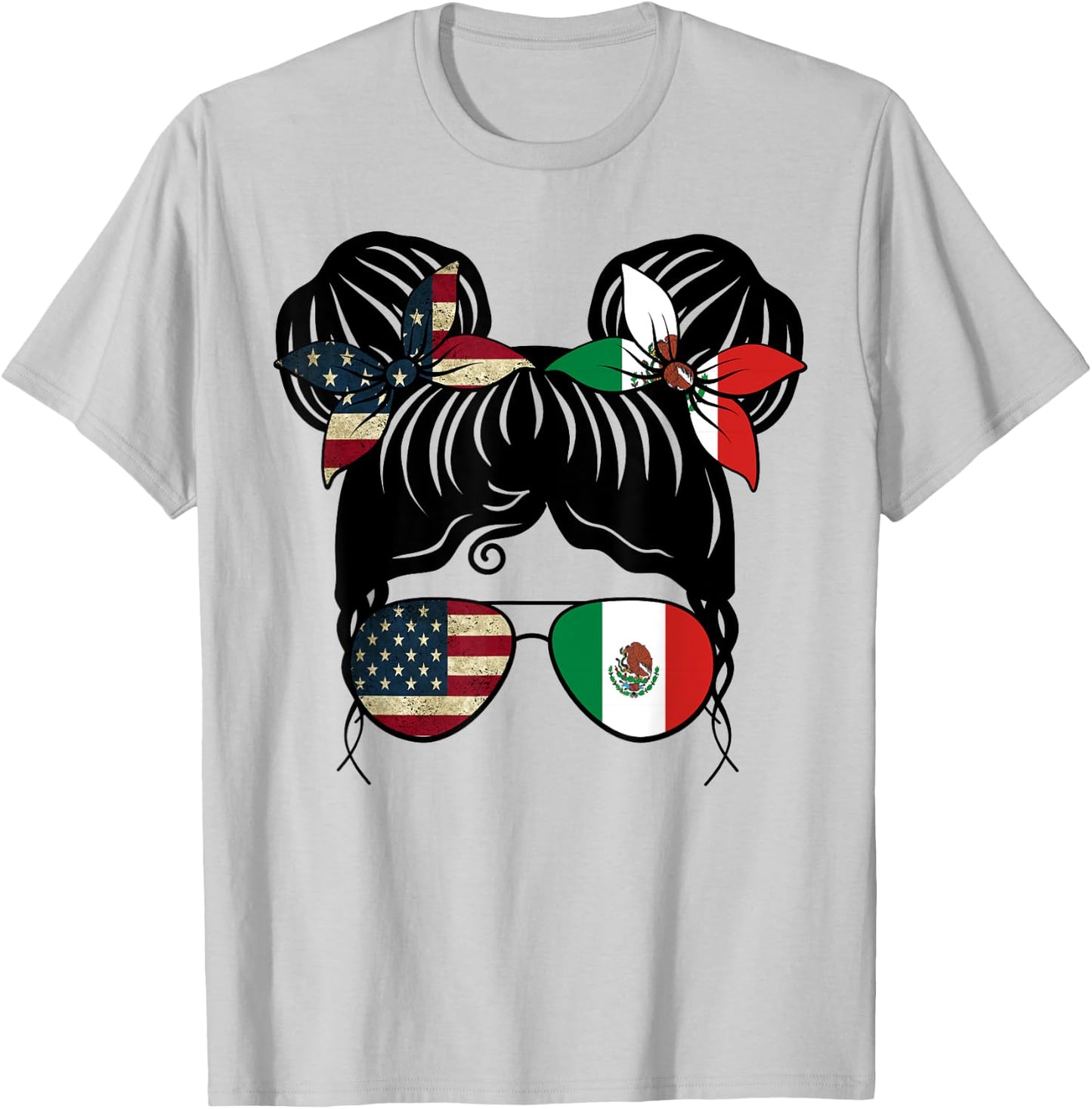 Half American Half Mexican Girl USA Mexico Flag Kids T-Shirt - T-Shirt | Ash
