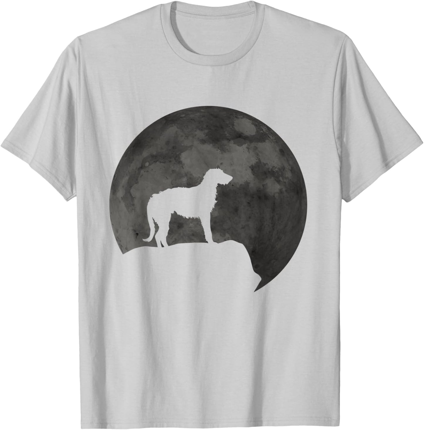 Moon And Dog Silhouette - Irish Wolfhound T-Shirt - T-Shirt | Ash