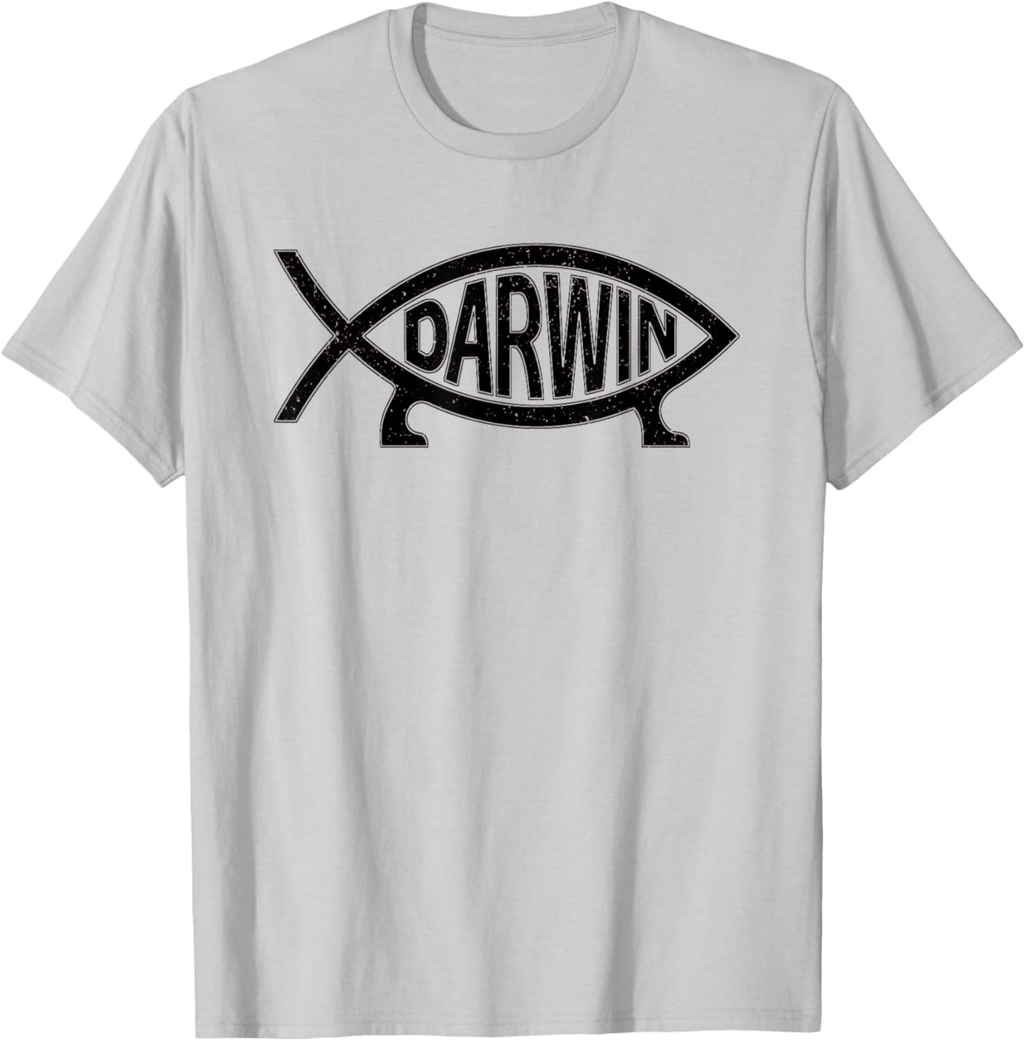 Darwin Ichthys Fish Symbol Fun Atheist T-Shirt - T-Shirt | Ash
