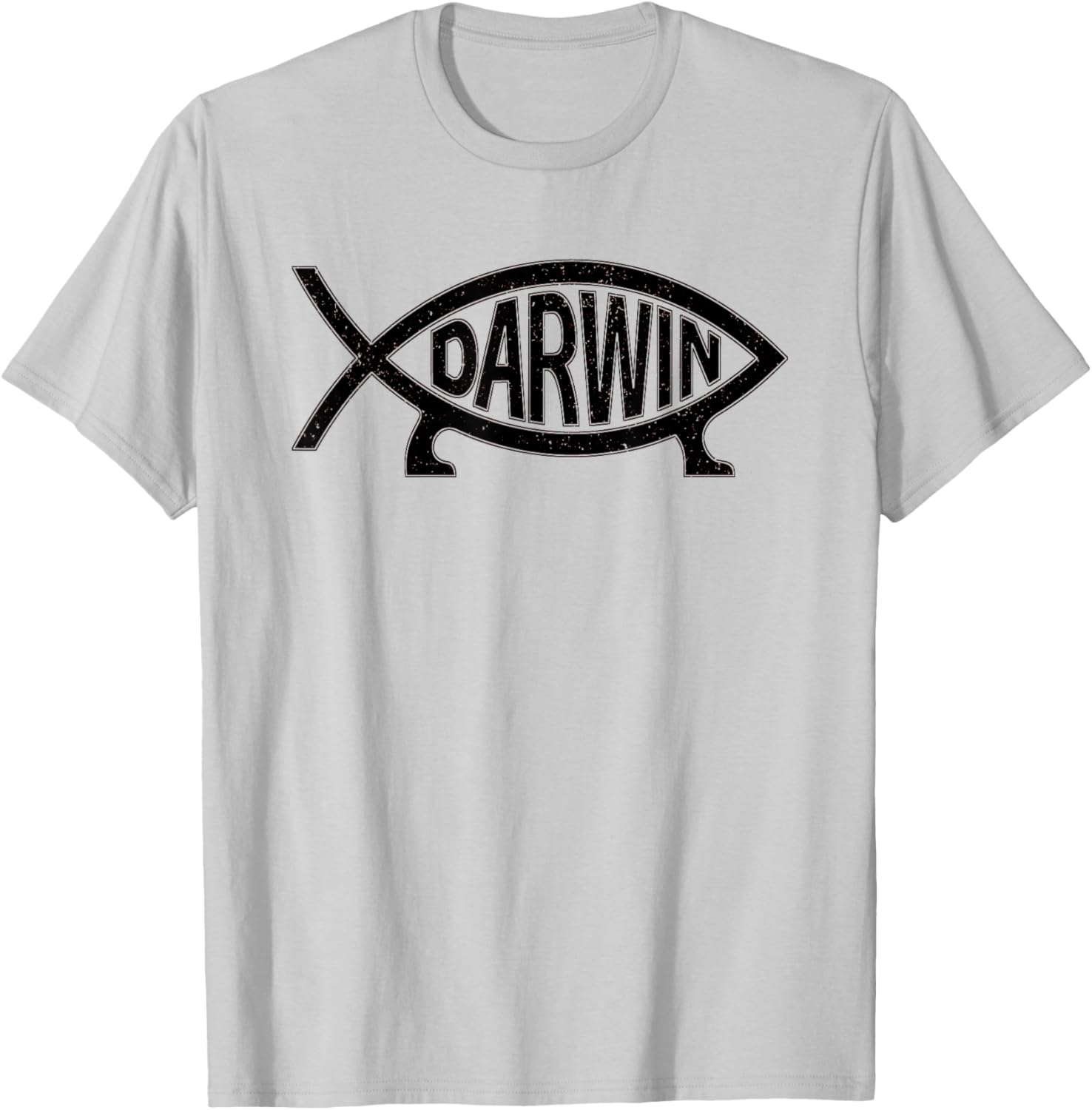 Darwin Ichthys Fish Symbol Fun Atheist T-Shirt - T-Shirt | Ash