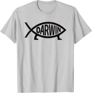 Darwin Ichthys Fish Symbol Fun Atheist T-Shirt - T-Shirt | Ash