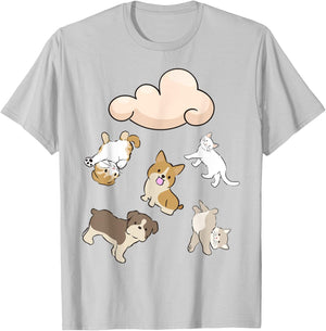 Funny Idiom Raining Cats and Dogs Kitten Puppy for Pet Lover T-Shirt - T-Shirt | Ash