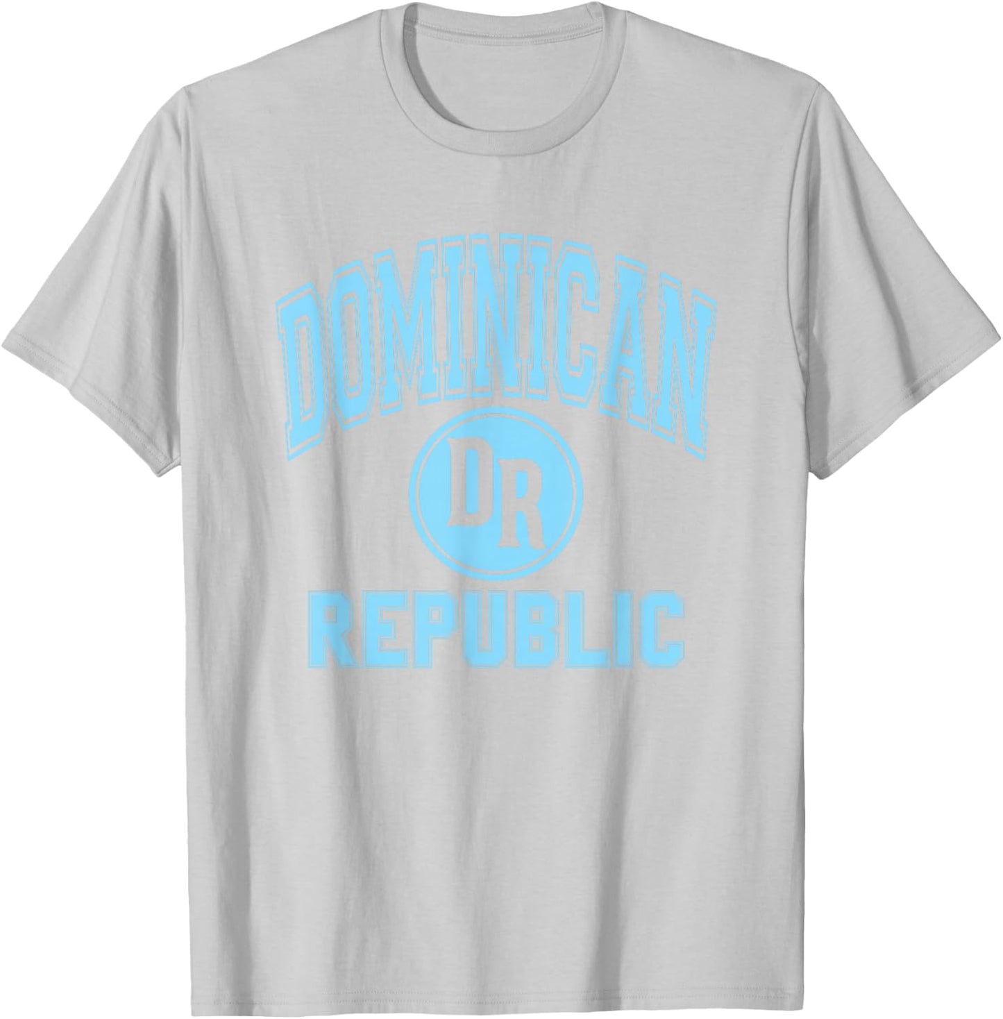 Dominican Republic DR Circle White with Light Blue Print T-Shirt - T-Shirt | Ash