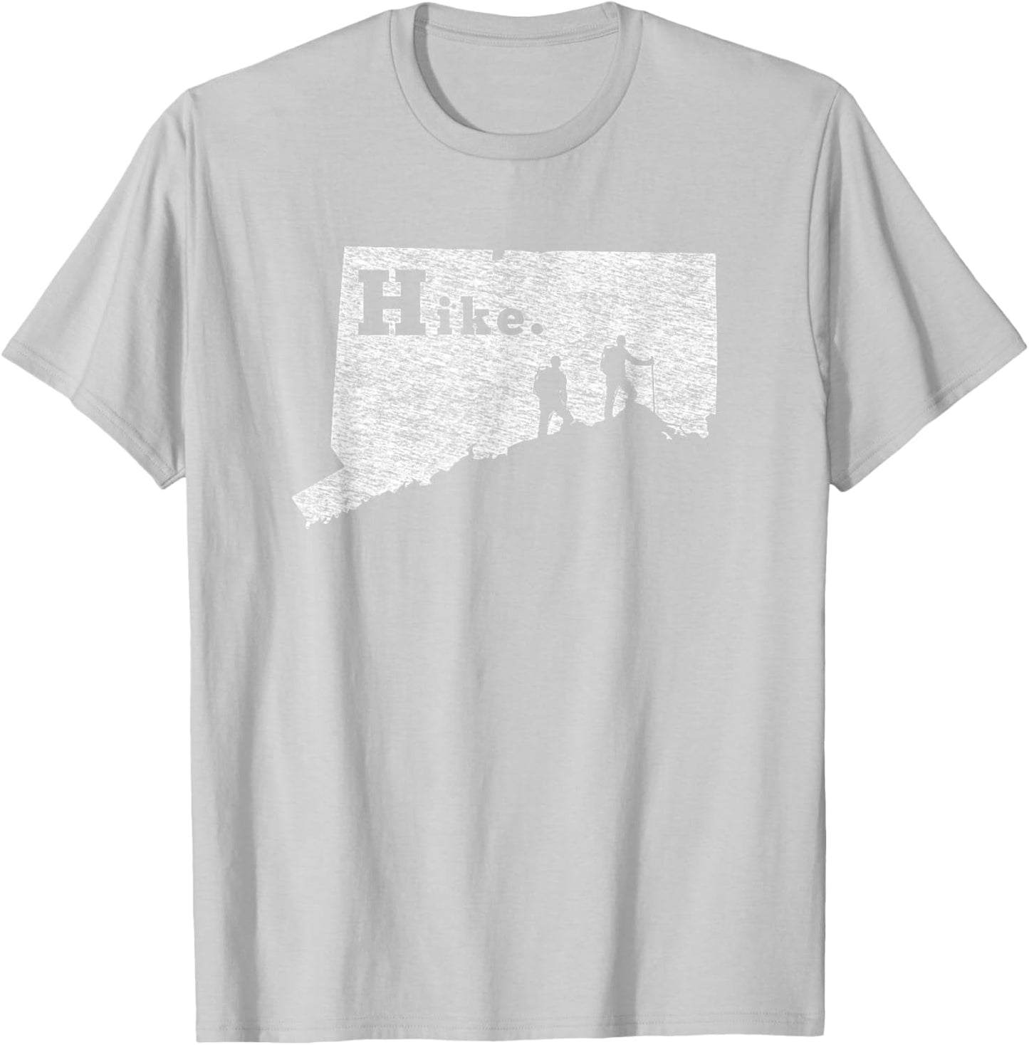 Retro Connecticut Distressed Hiking T-Shirt - T-Shirt | Ash