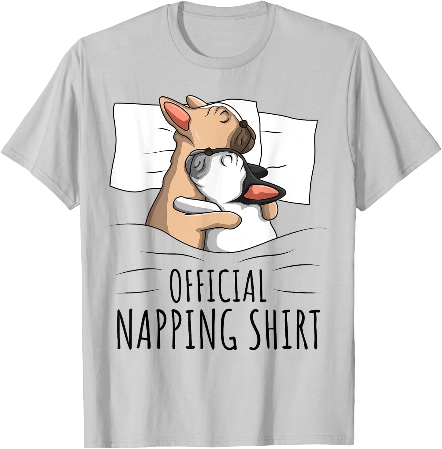 Sleeping French Bulldog Dog Official Napping T-Shirt - T-Shirt | Ash