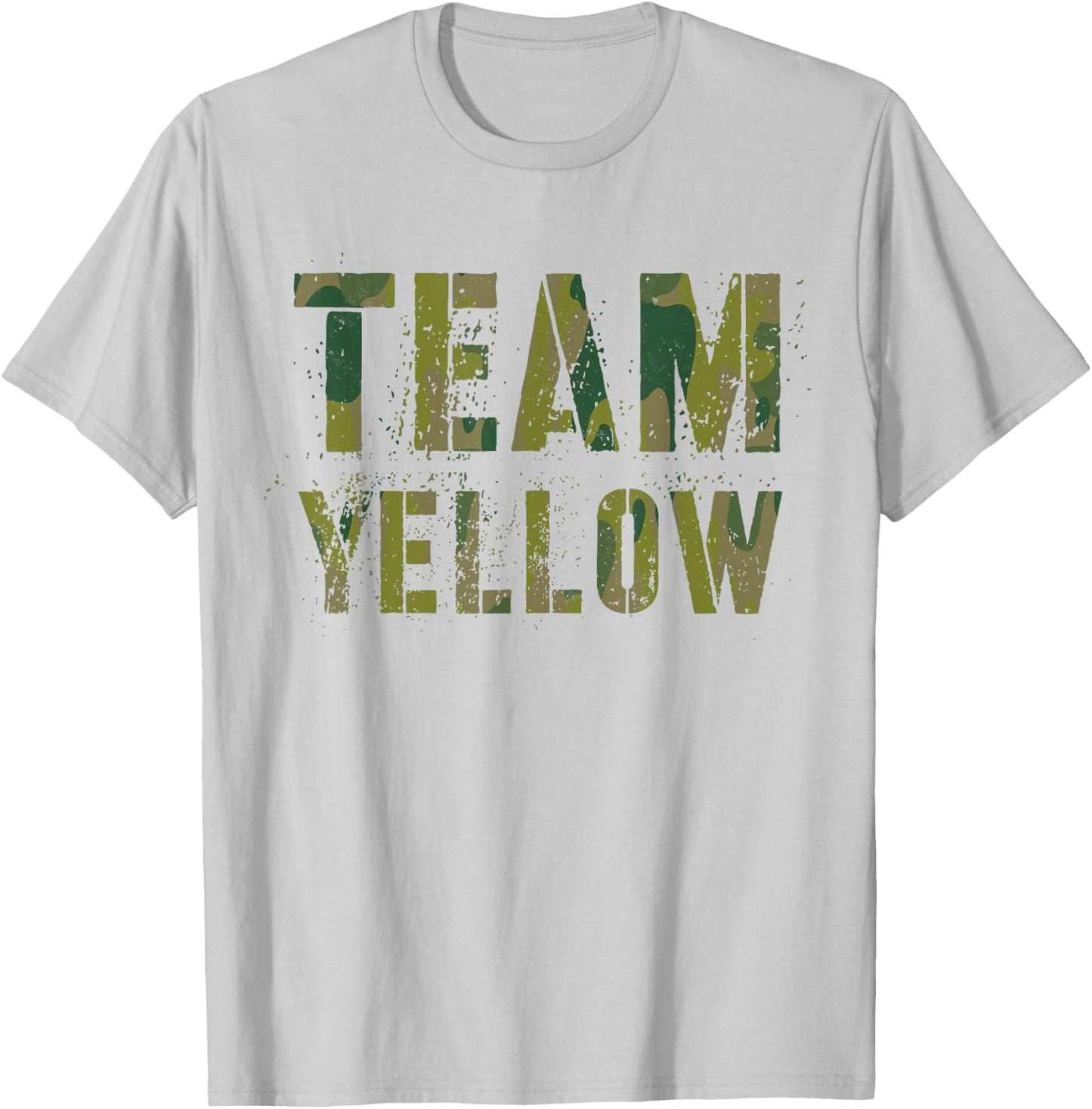 Vintage TEAM YELLOW Camo Crew Summer Camp War Game Squad T-Shirt - T-Shirt | Ash
