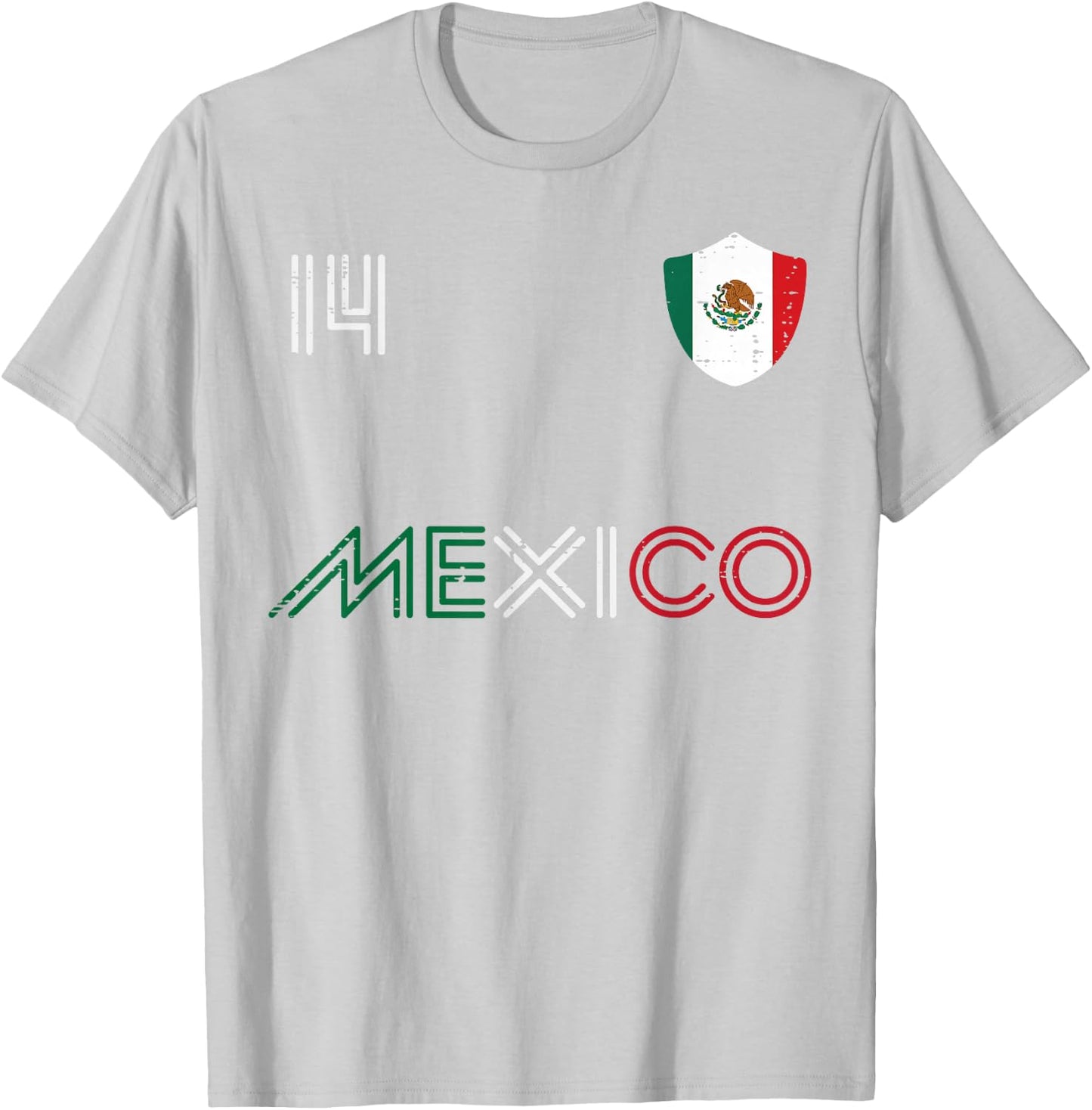 Mexico Flag 14 Mexican Soccer Fan Men Women Boys Girls Kids T-Shirt - T-Shirt | Ash