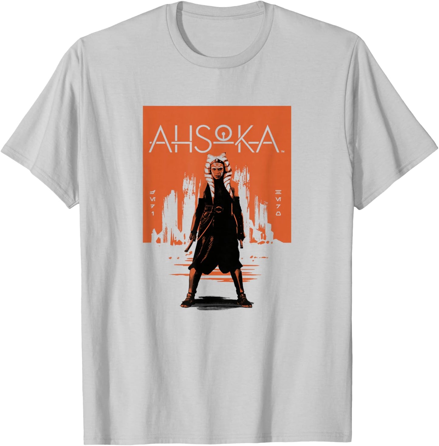 Star Wars: Ahsoka Full Body City Stencil Portrait T-Shirt - T-Shirt | Ash