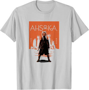 Star Wars: Ahsoka Full Body City Stencil Portrait T-Shirt - T-Shirt | Ash