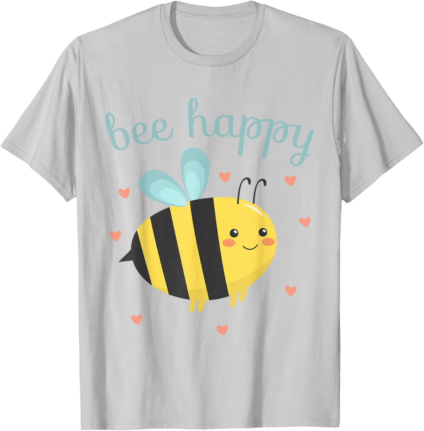 Be Happy Women Funny Bumblebee Honey Bee Kids Bee Happy T-Shirt - T-Shirt | Ash