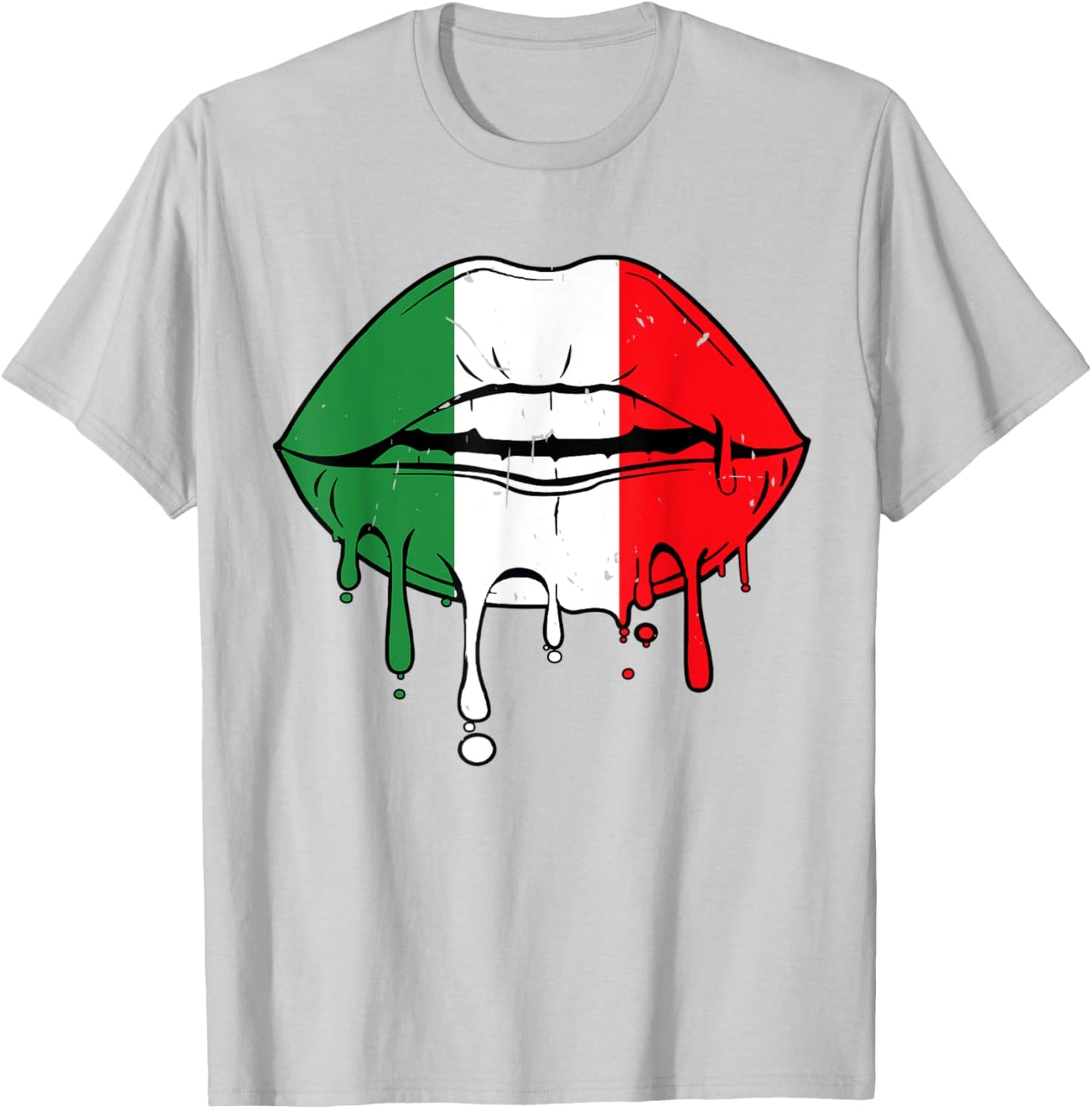 Cinco De Mayo Outfit Women Men Sexy Lip Mexican Flag Funny T-Shirt - T-Shirt | Ash