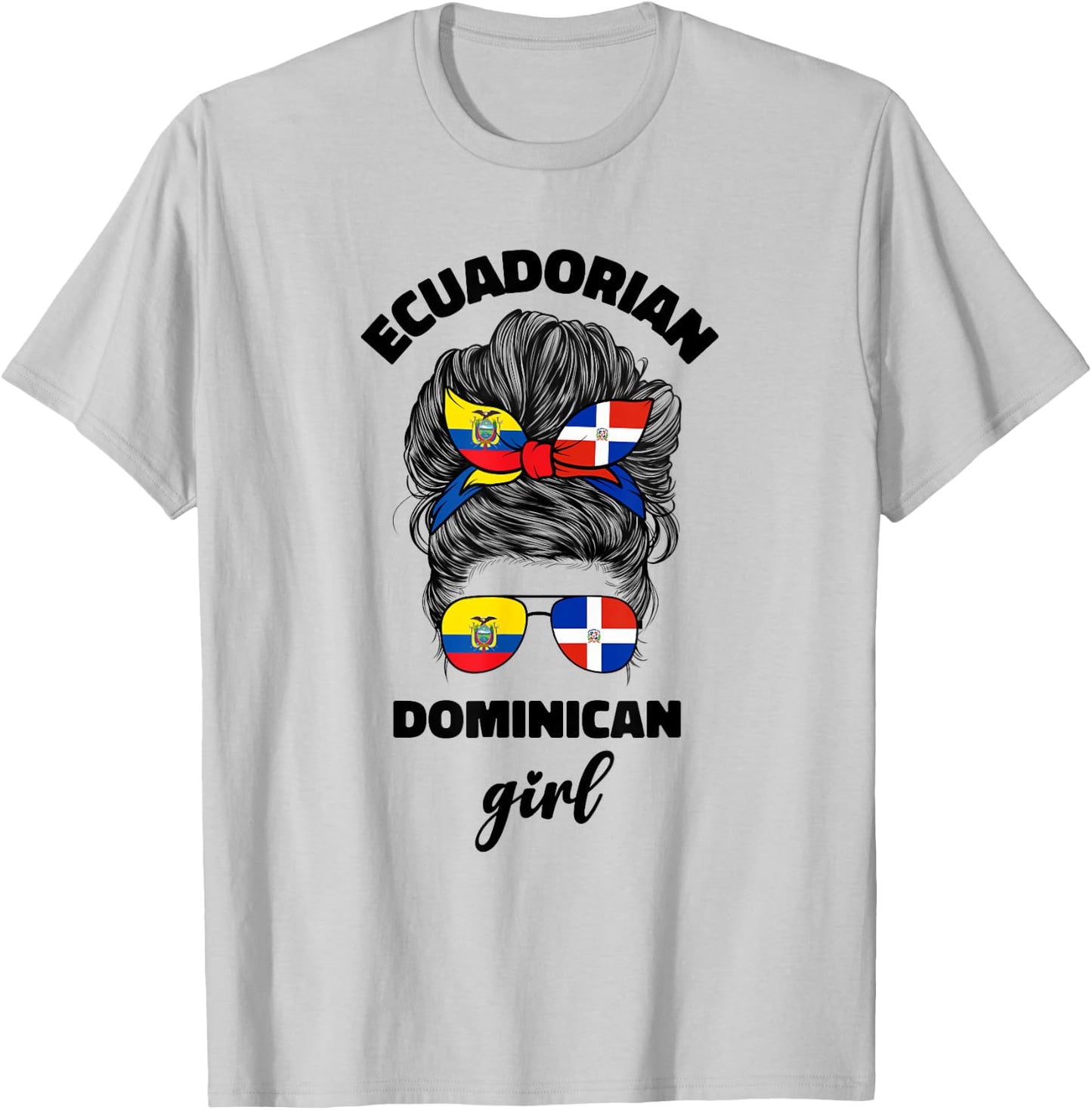 Half Dominican And Ecuadorian Ecuador Flag Girl Women Mix T-Shirt - T-Shirt | Ash