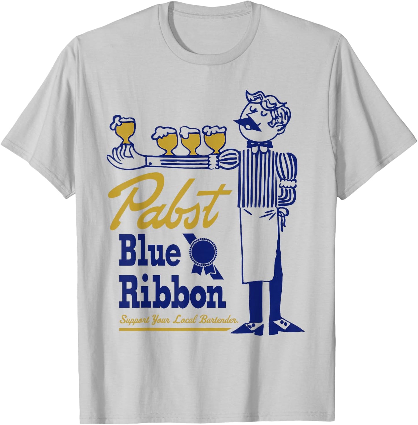 Pabst Blue Ribbon Classic Bartender - Vintage Artwork T-Shirt - T-Shirt | Ash