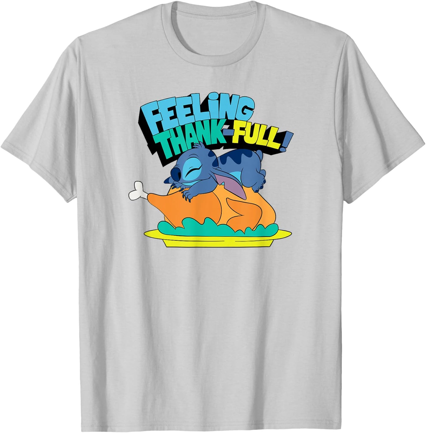 Amazon Essentials Stitch Thanksgiving Turkey Feeling Thank-full T-Shirt - T-Shirt | Ash