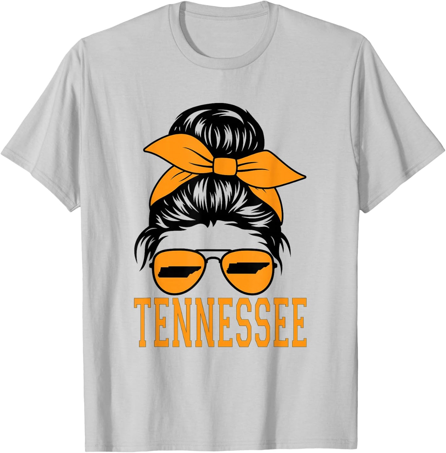 Tennessee State Women Tennessee Game Day Messy Bun TN T-Shirt - T-Shirt | Ash