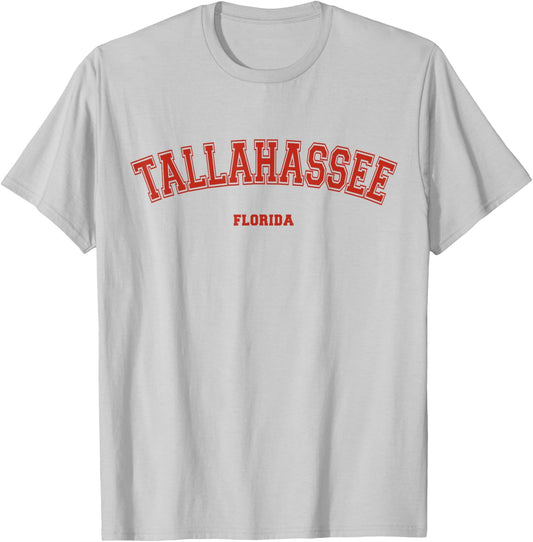 Tallahassee Florida FL Red Letter Graphic on Tallahassee T-Shirt - T-Shirt | Ash