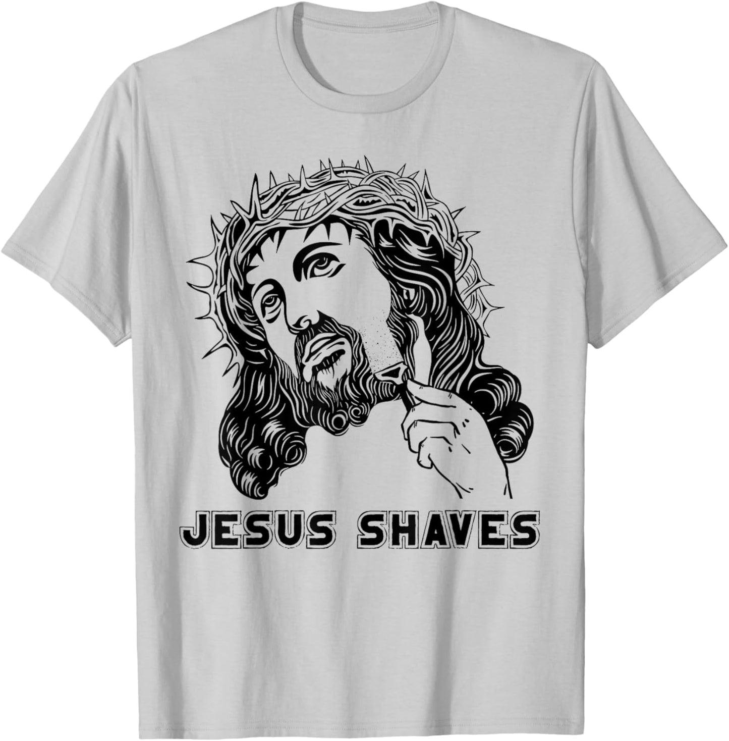 Jesus Shave Christian God Bible Cross Faith T-Shirt - T-Shirt | Ash