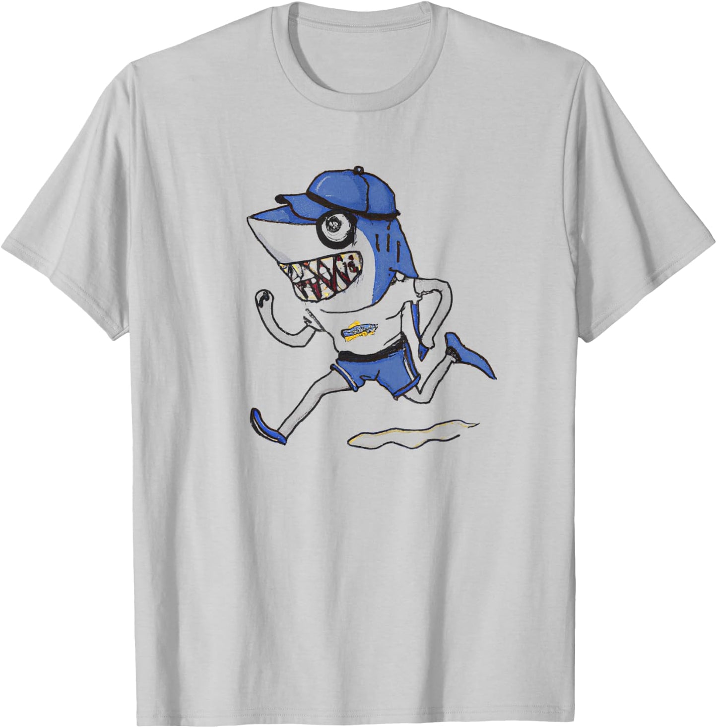Funny running shark running runner T-Shirt - T-Shirt | Ash