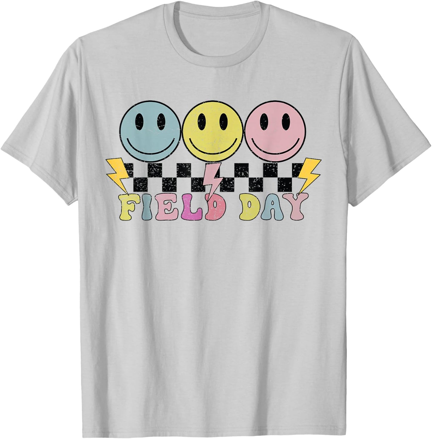 Hippie Retro Field Day Design for Kids, Teachers Field Day T-Shirt - T-Shirt | Ash