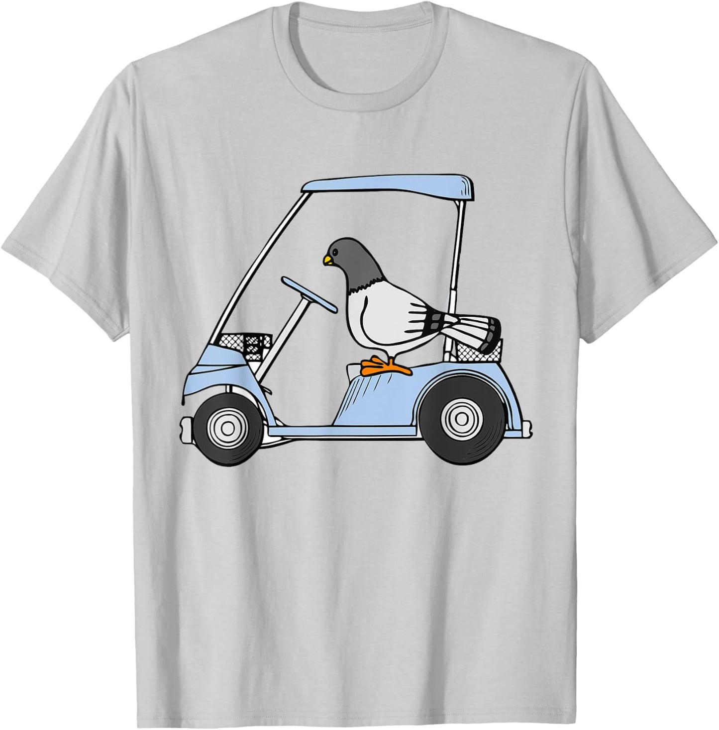 Golf Cart Shirt Cute Golf Cart with Bird for Kids T-Shirt - T-Shirt | Ash