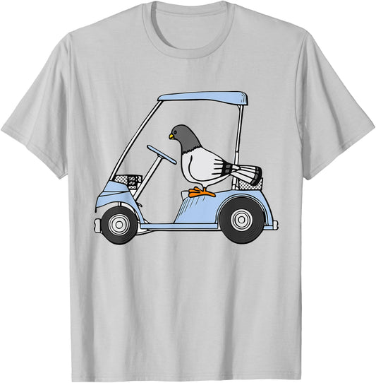 Golf Cart Shirt Cute Golf Cart with Bird for Kids T-Shirt - T-Shirt | Ash