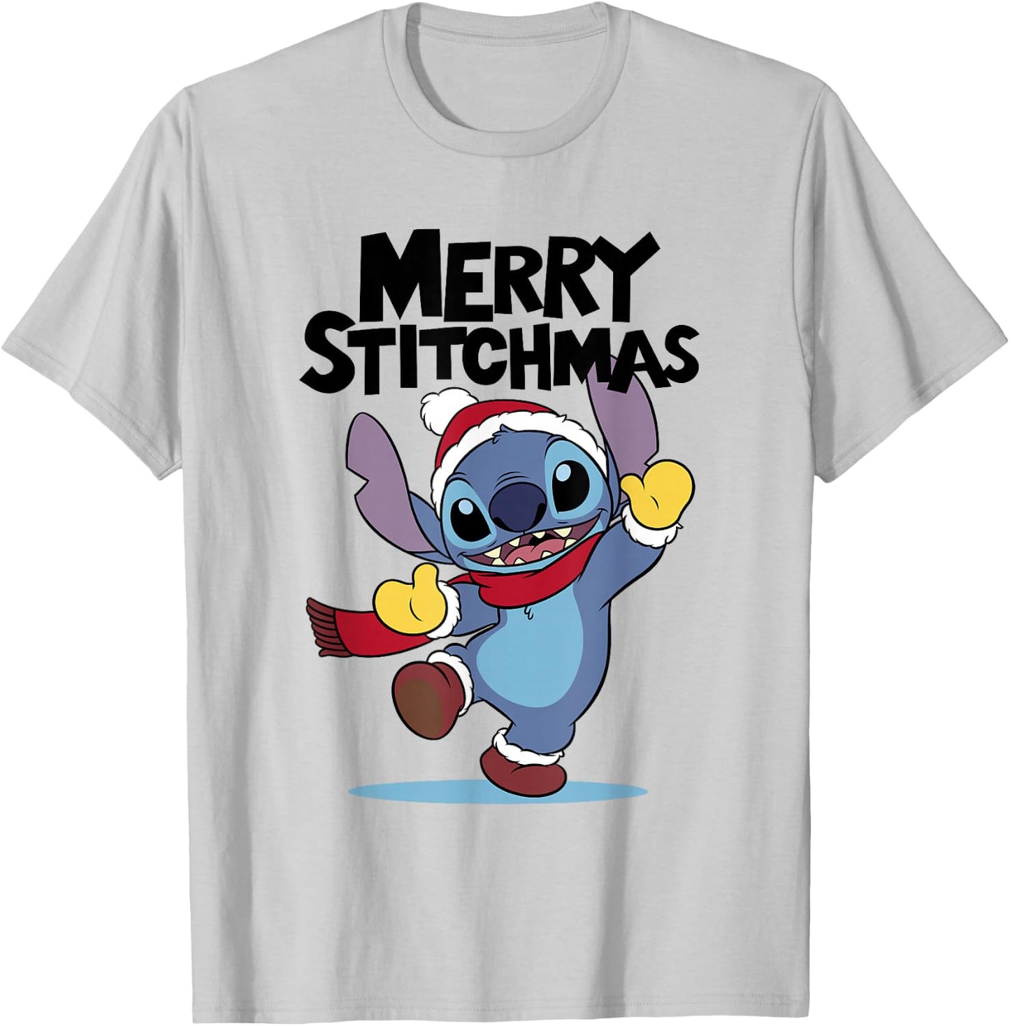 Disney Lilo & Stitch Christmas Merry Stitchmas Playful Shot T-Shirt - T-Shirt | Ash
