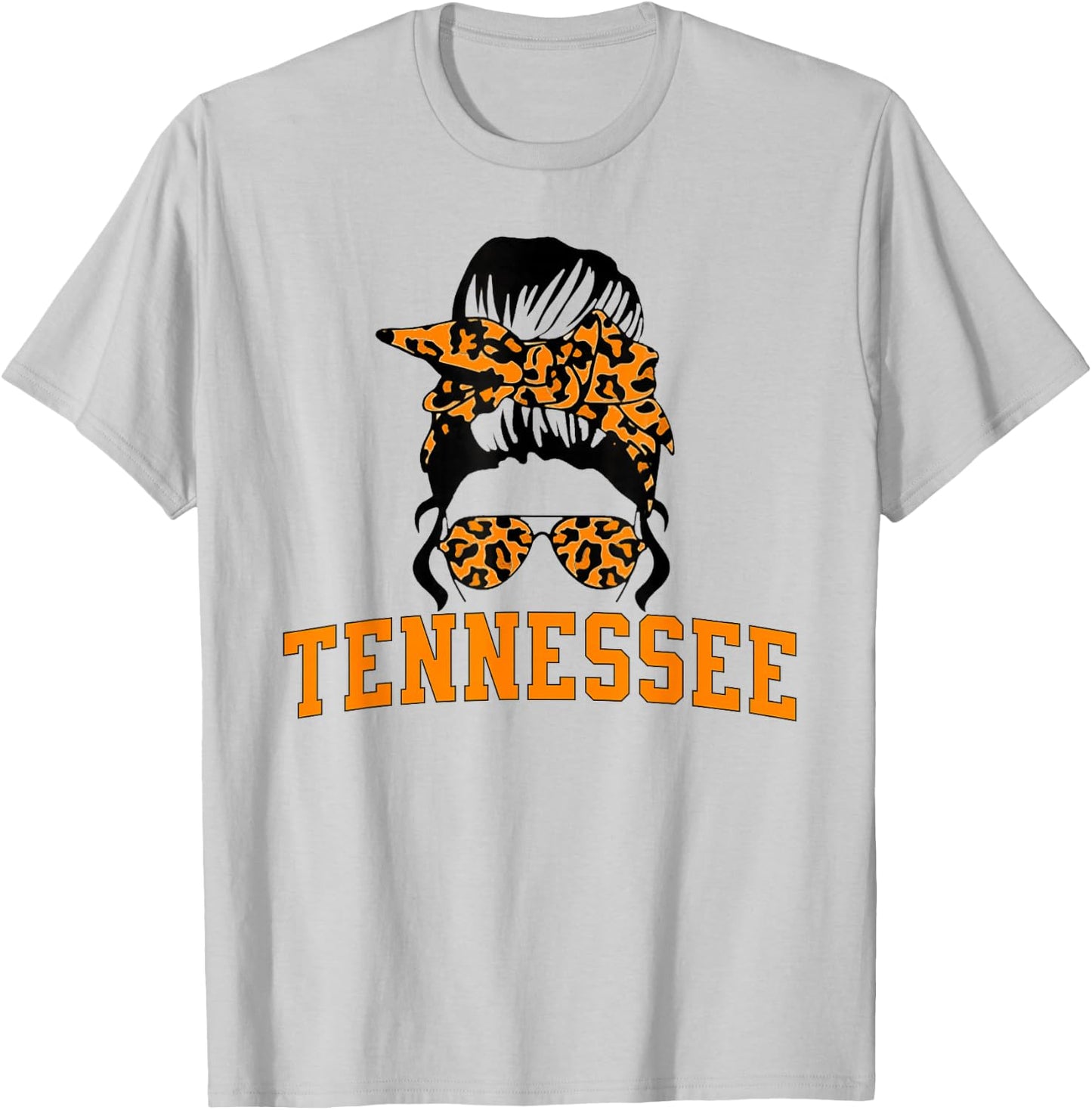Tennessee State Women's Kids TN Orange Fan Messy Bun Hair T-Shirt - T-Shirt | Ash