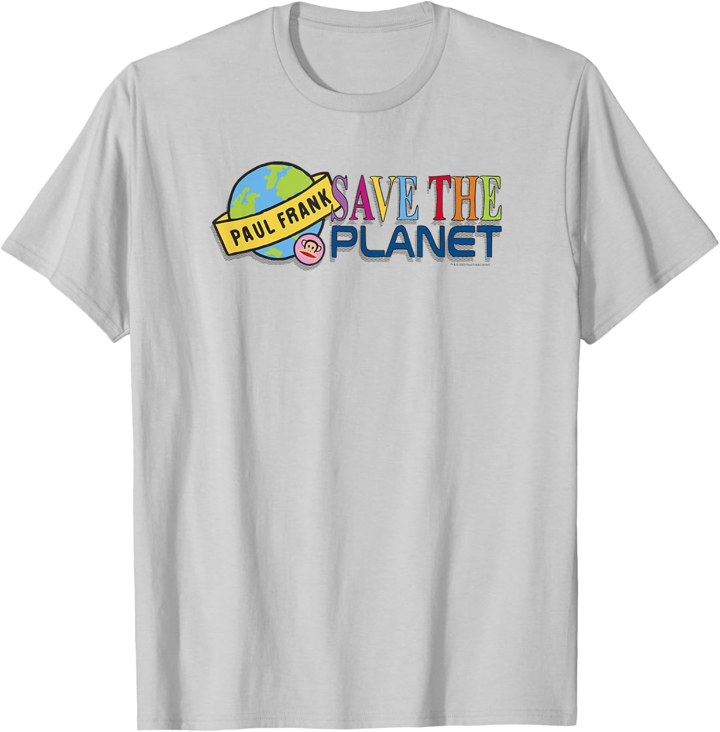 Paul Frank Earth Day Save The Planet Colorful Earth Logo T-Shirt - T-Shirt | Ash