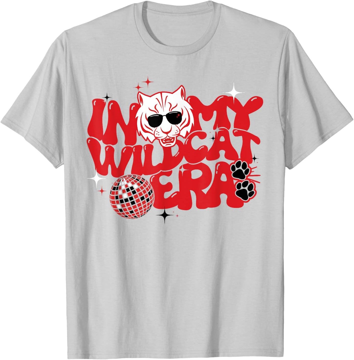 In My Wildcat Era Go Wildcats Groovy School Spirit Mascot T-Shirt - T-Shirt | Ash