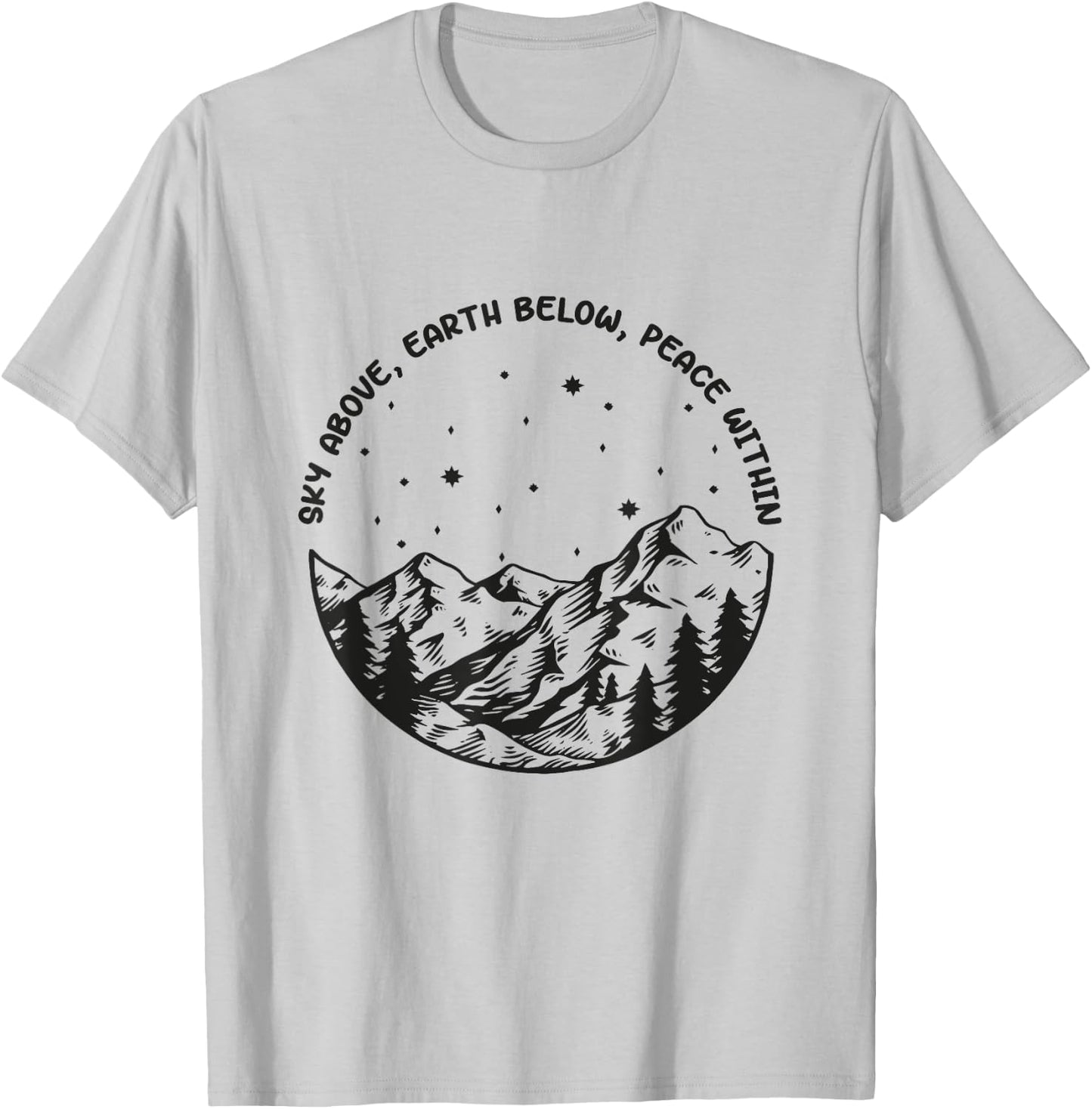 Sky Above Earth Below Peace Within Yoga Meditation T-Shirt - T-Shirt | Ash