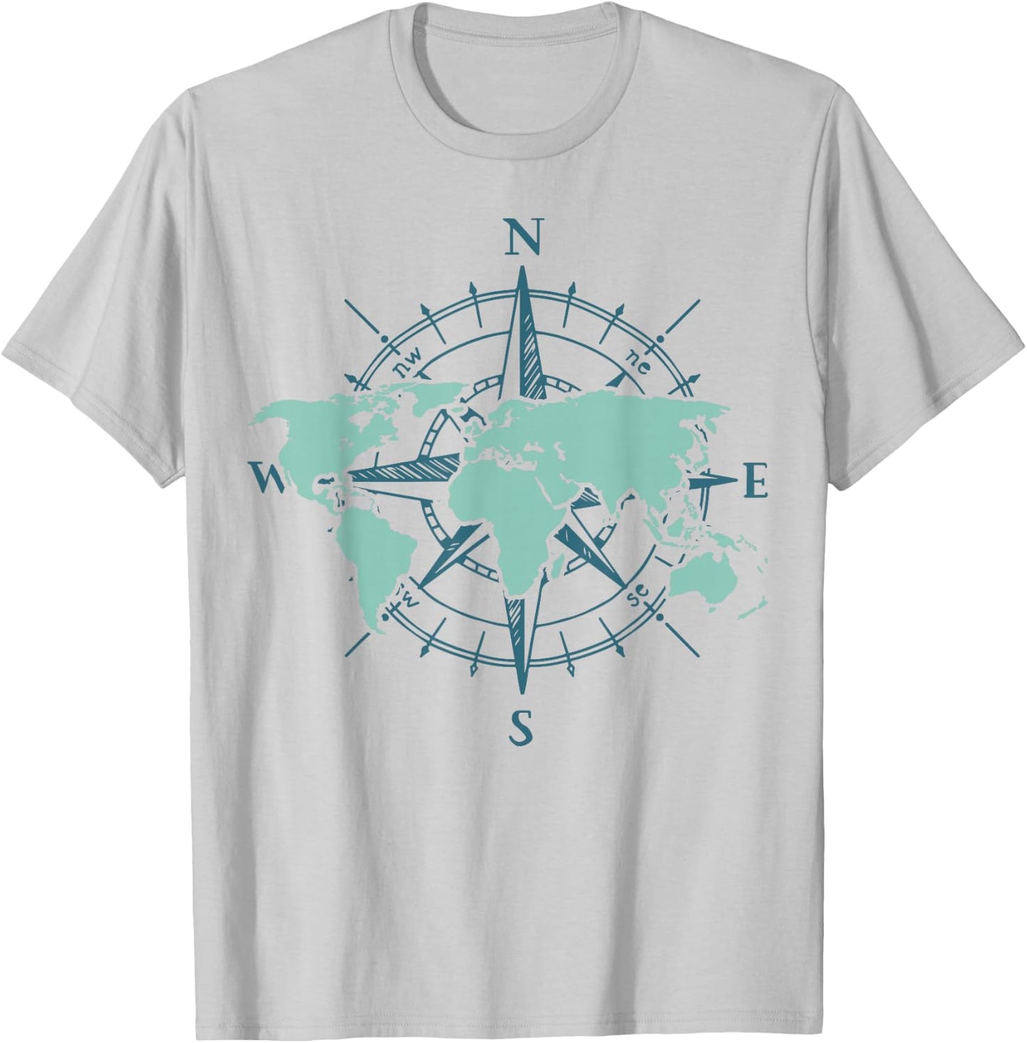 Travel Compass World Travel Map Globe World Map T-Shirt - T-Shirt | Ash
