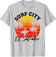 Surf City El Salvador Retro Sunset Surfer Man Woman Surfing T-Shirt - T-Shirt | Ash