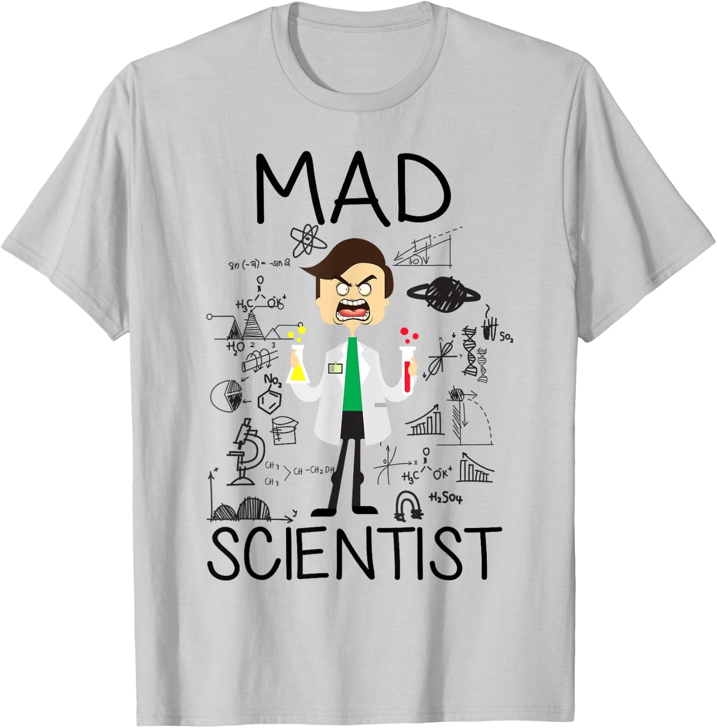 Mad Scientist Shirt Kids Boys Youth Funny Science Teacher T-Shirt - T-Shirt | Ash
