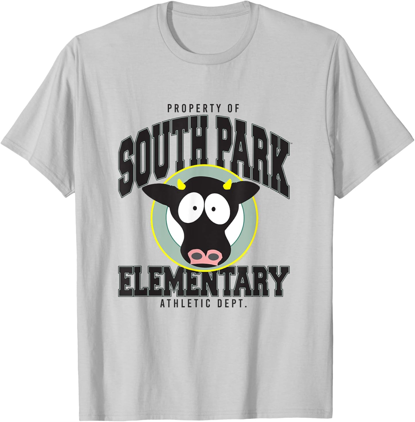 South Park Elementary Cow School Logo and Mascot Cartoon T-Shirt - T-Shirt | Ash
