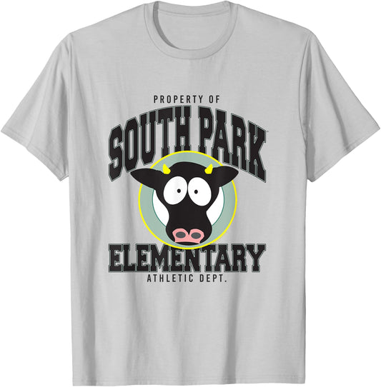 South Park Elementary Cow School Logo and Mascot Cartoon T-Shirt - T-Shirt | Ash