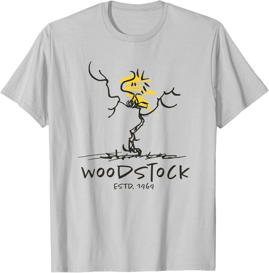 Peanuts - Woodstock Estd T-Shirt - T-Shirt | Ash