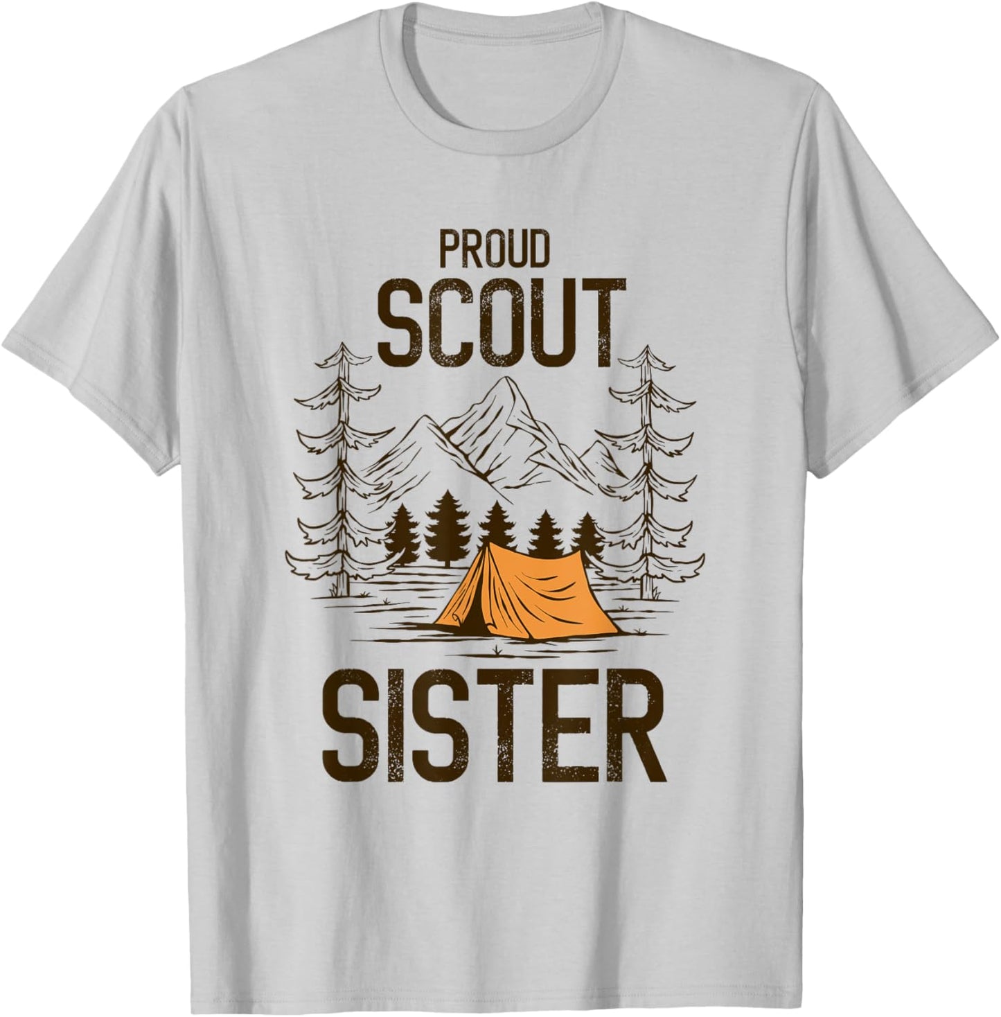 Proud Scout Sister Camping Scout Leader Adventure Travel T-Shirt - T-Shirt | Ash
