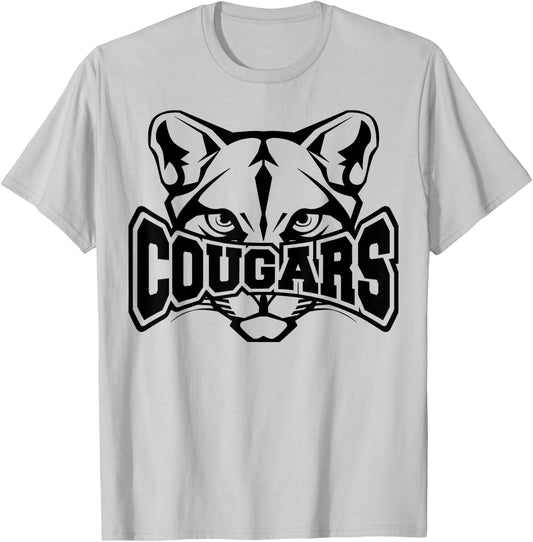 Cougars School Sports Fan Team Spirit T-Shirt - T-Shirt | Ash