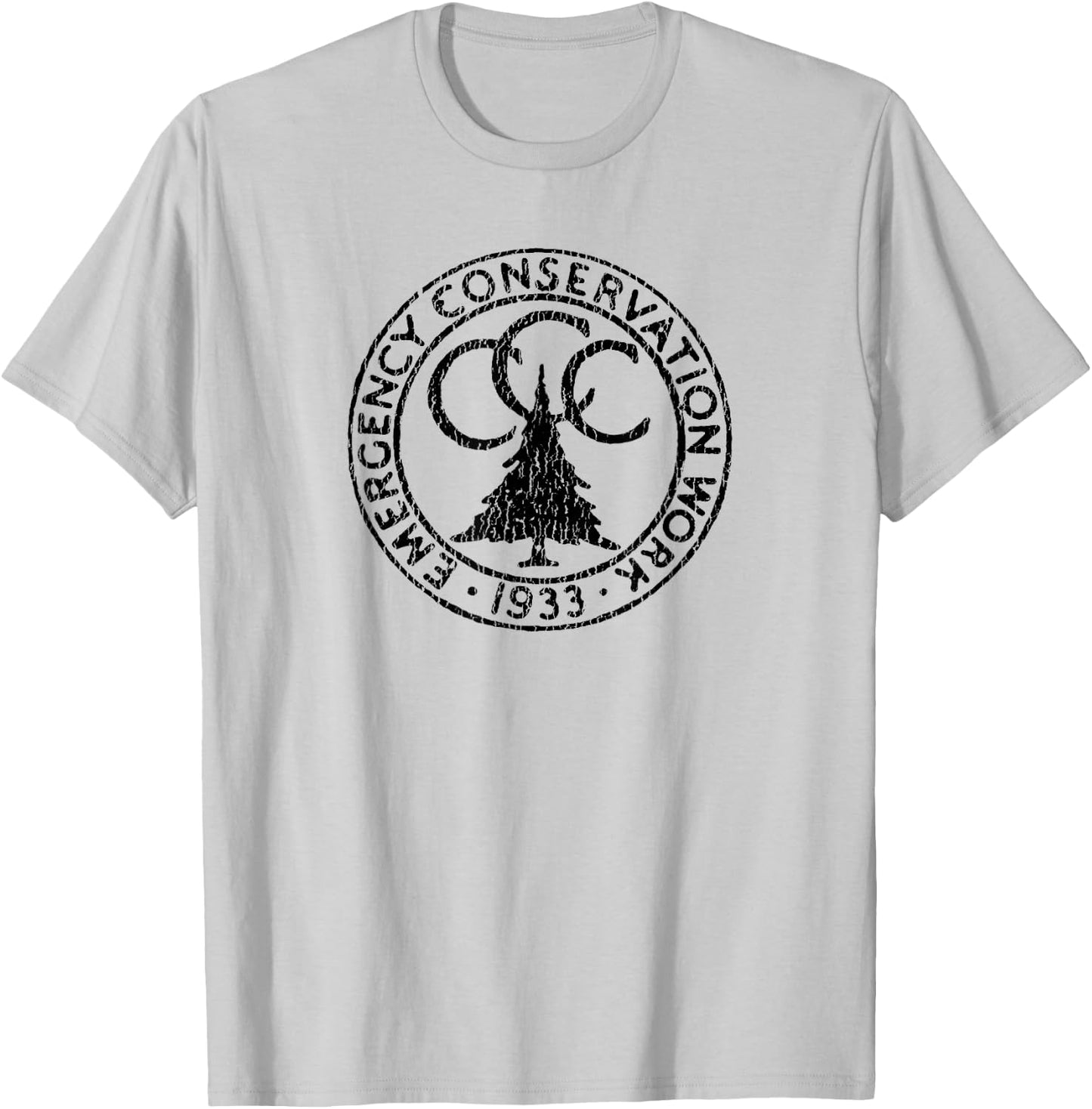 Giant Step Design Co. Civilian Conservation Corps CCC Logo Retro Distressed T-Shirt - T-Shirt | Ash