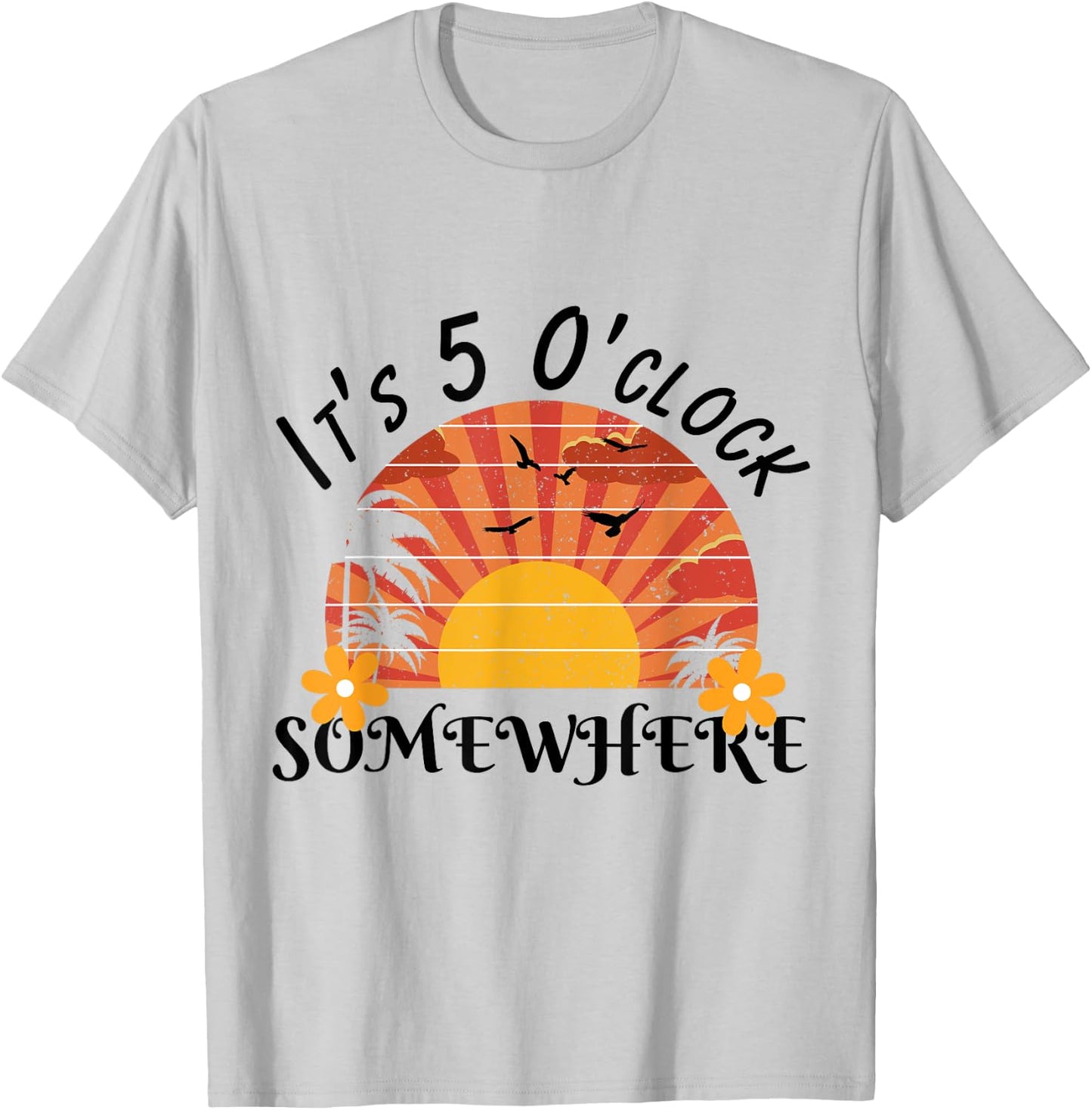 It's 5 O'Clock Somewhere Beach Sunset Vacation shirt Men Women Kids T-Shirt - T-Shirt | Ash