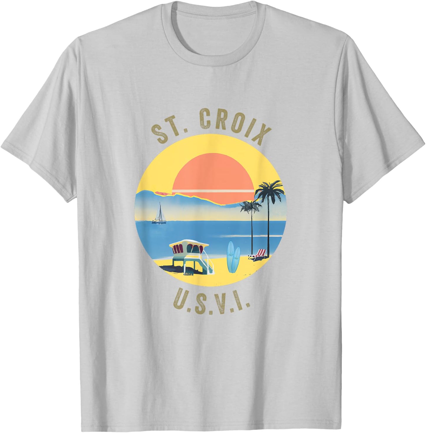 St. Croix Souvenir Apparel - Retro Vintage St. Croix T-Shirt - T-Shirt | Ash