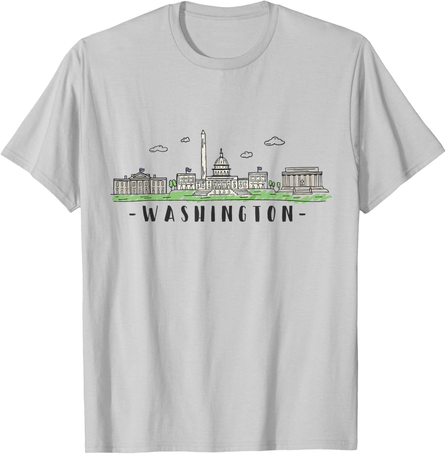 Washington DC Skyline Vintage T-Shirt - T-Shirt | Ash