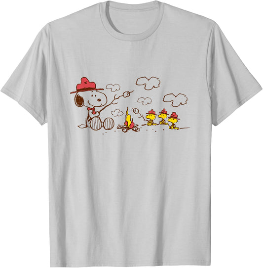 Peanuts - Beagle Scouts Fire T-Shirt - T-Shirt | Ash