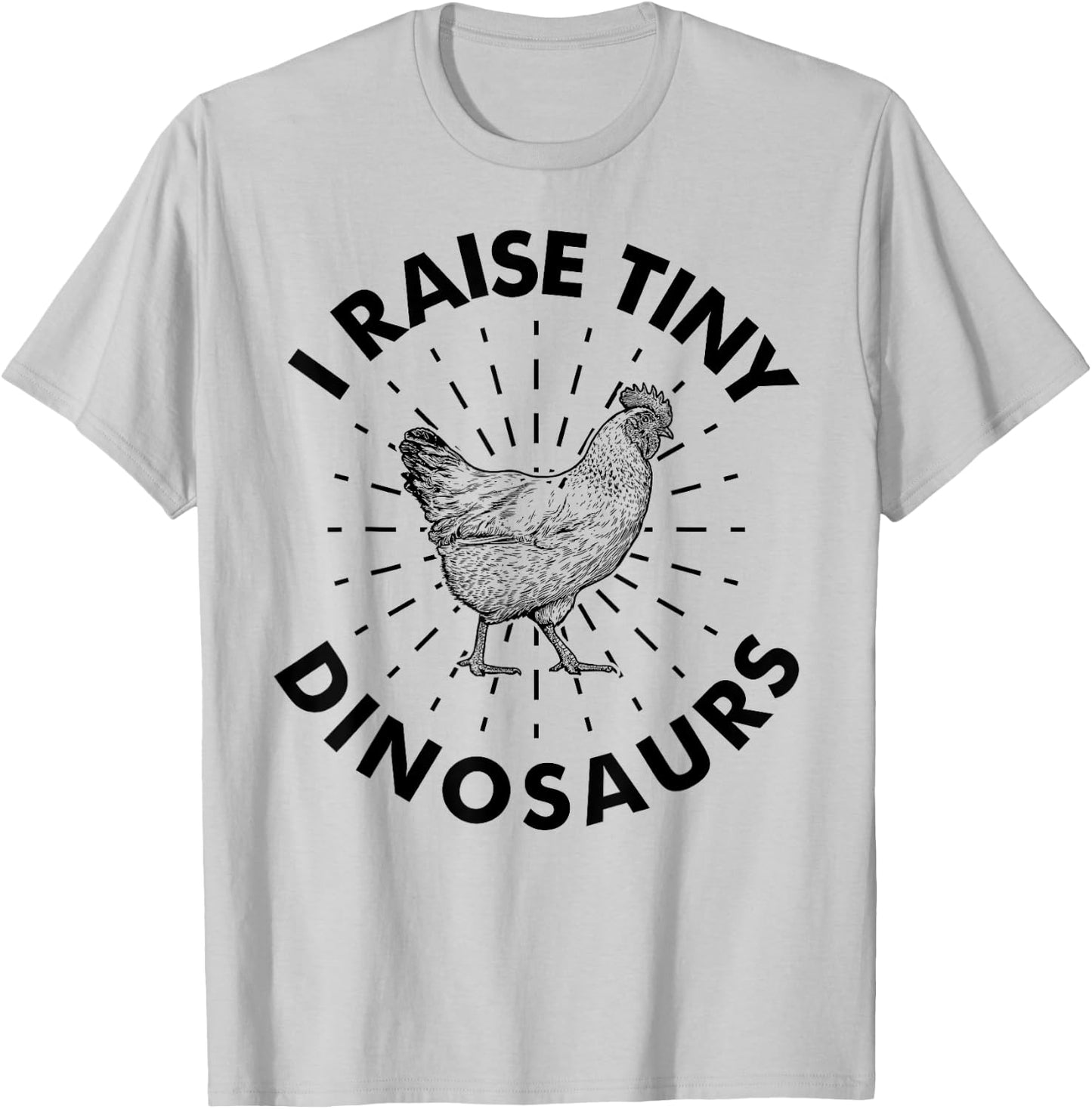 Funny Vintage I Raise Tiny Dinosaurs Chicken Silhouette T-Shirt - T-Shirt | Ash