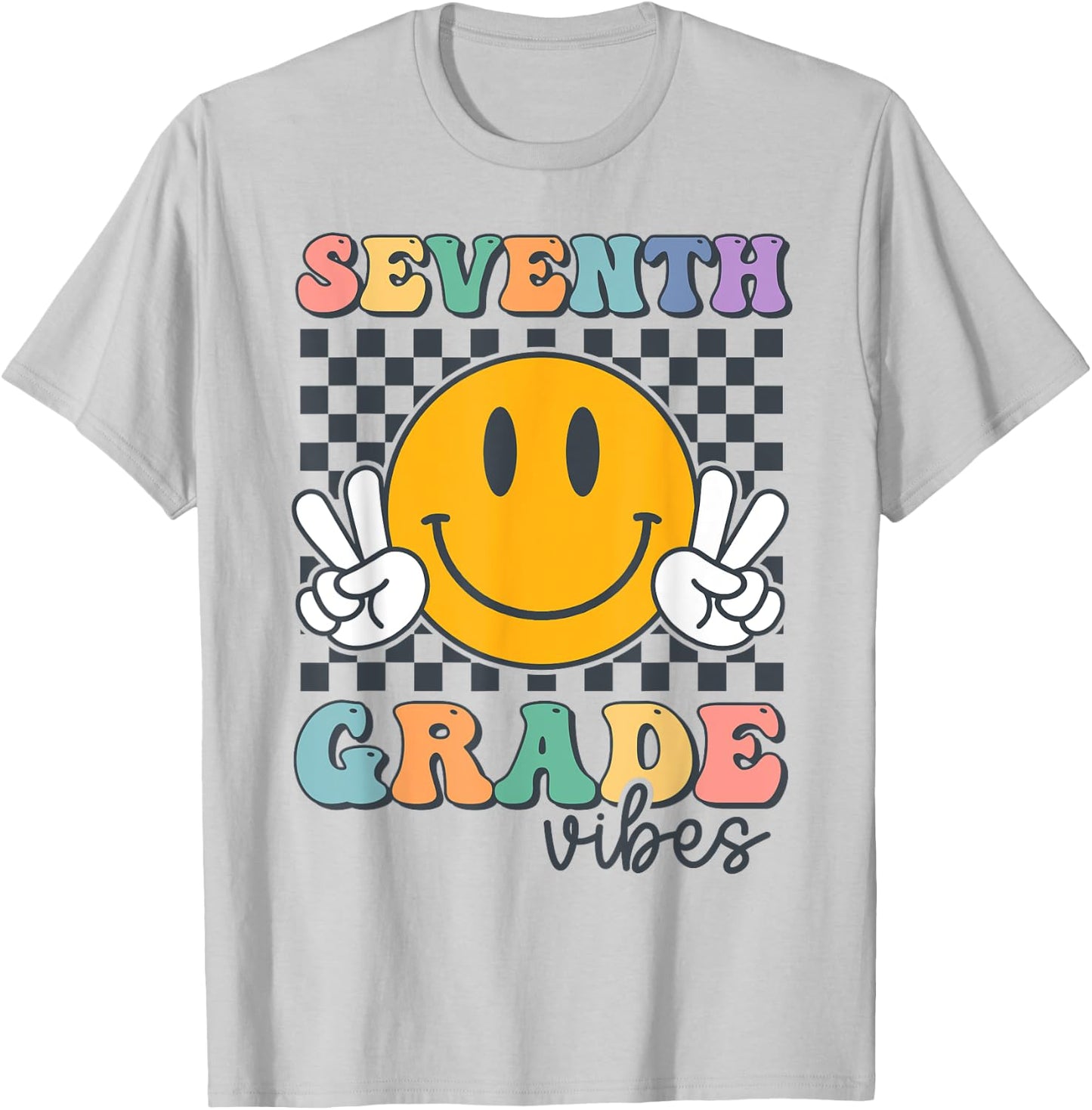 Seventh Grade Vibes Cute Smile Back To School 7th Grade Team T-Shirt - T-Shirt | Ash